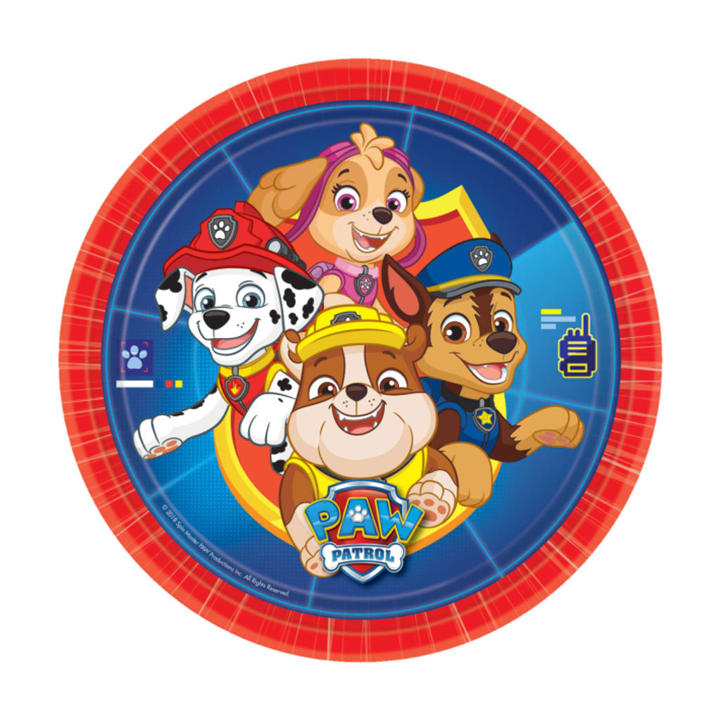 Einwegteller Paw Patrol rund Papier 23 cm, 8 Stück