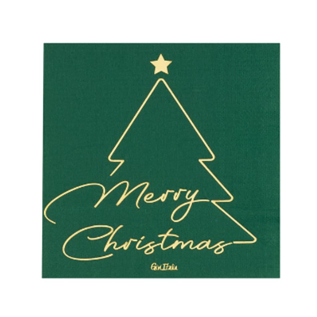 Servietten Merry Christmas Tree Grün 33 x 33cm, 16 Stück
