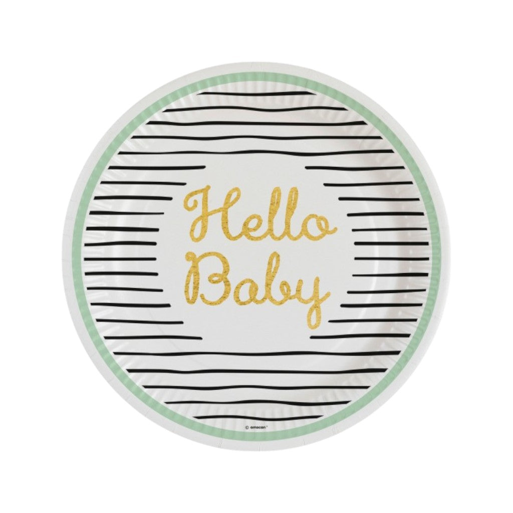 Einwegteller Hello Baby 23cm, 8 Stück