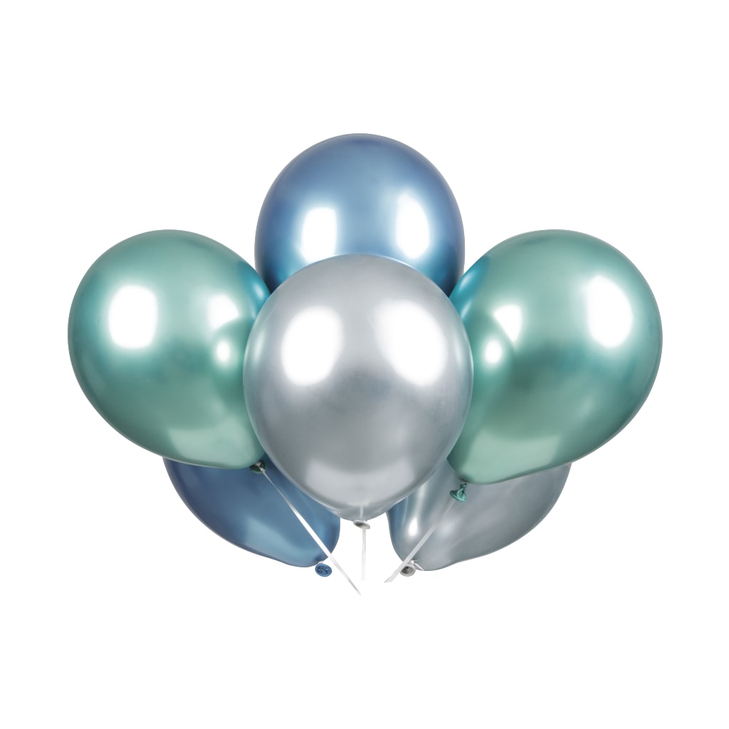 Latexballon blau metallic 28 cm, 6 Stück
