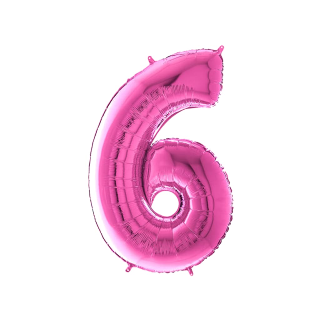 Happy Birthday Ballon Zahl Pink, 66 cm | 6