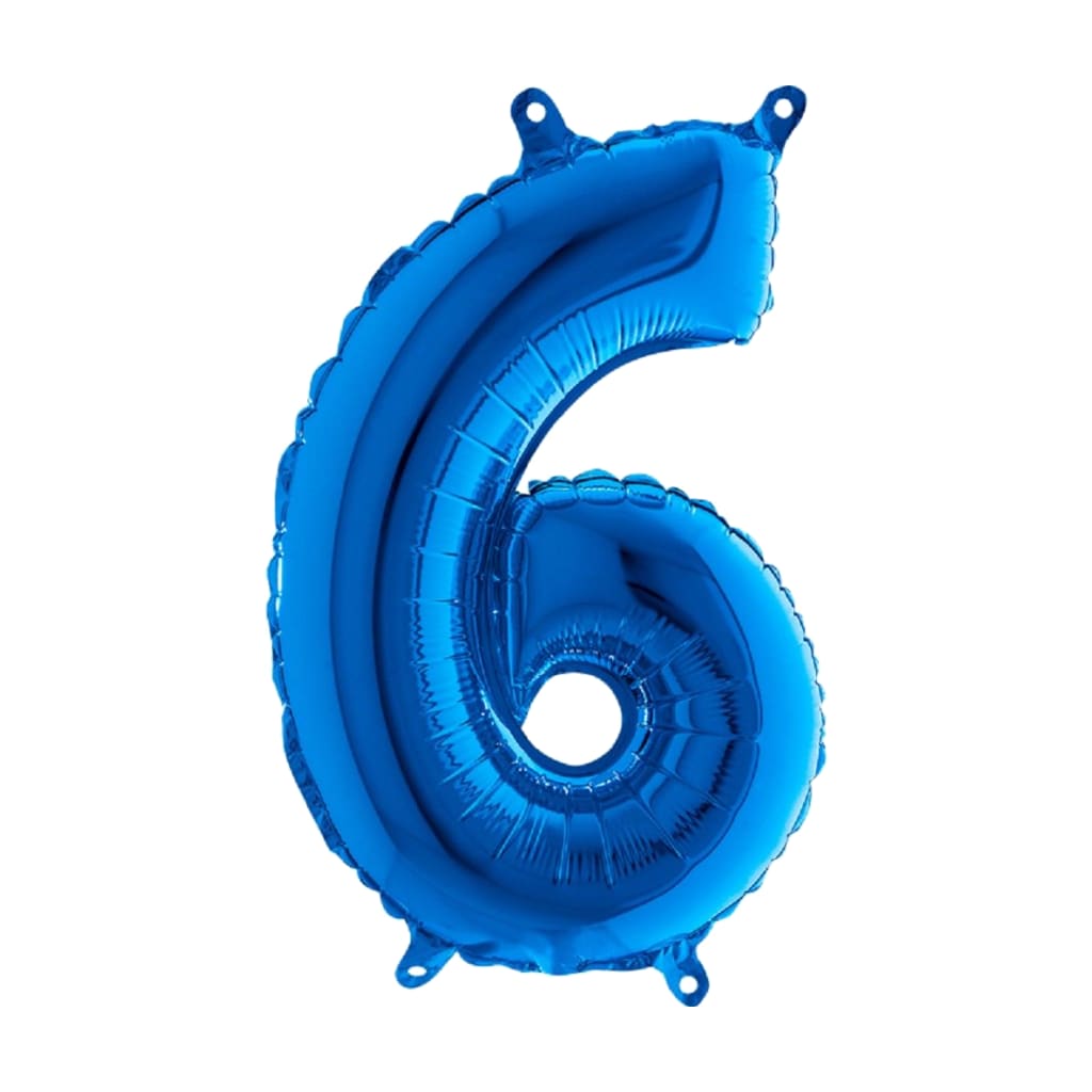 Happy Birthday Ballon Zahl Blau, 66 cm | 6