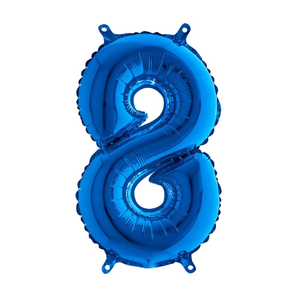 Happy Birthday Ballon Zahl Blau, 66 cm | 8
