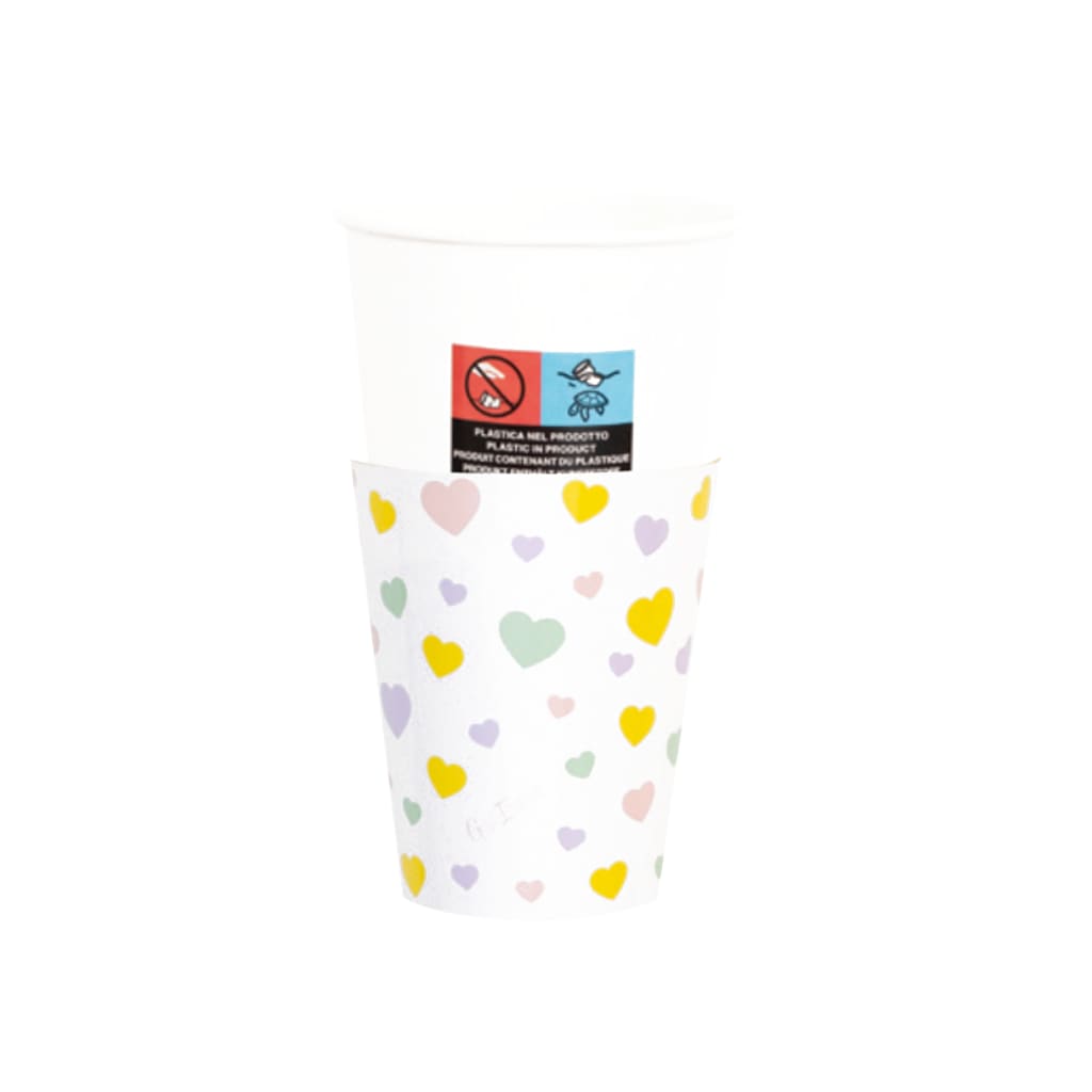 Einwegbecher Candy Hearts, 8 Stück