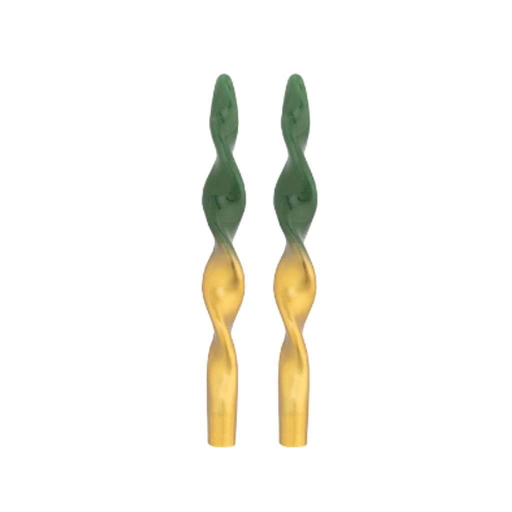 Gedrehte Kerzen Gold und Grün, 25 cm