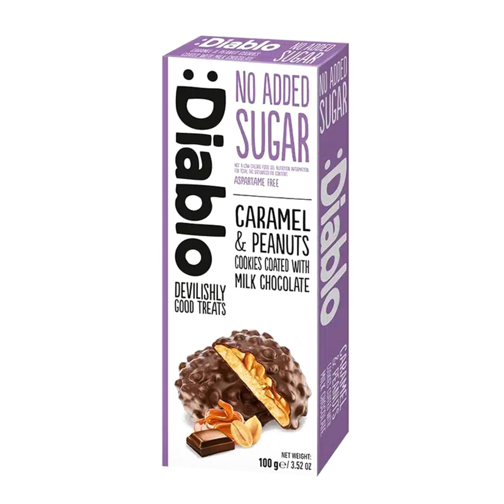Diablo Caramel & Peanut  Coated with Milk Chocolate Cookies, 100g