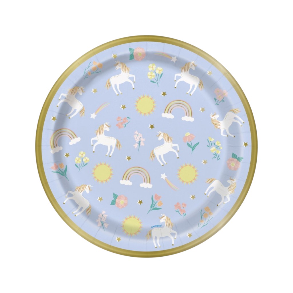 Einwegteller Dainty Unicorn 23cm, 8 Stück